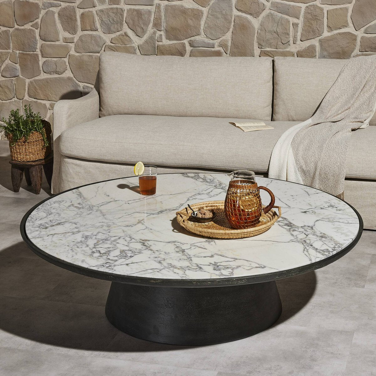 Aluminum & Marble Outdoor Coffee Table