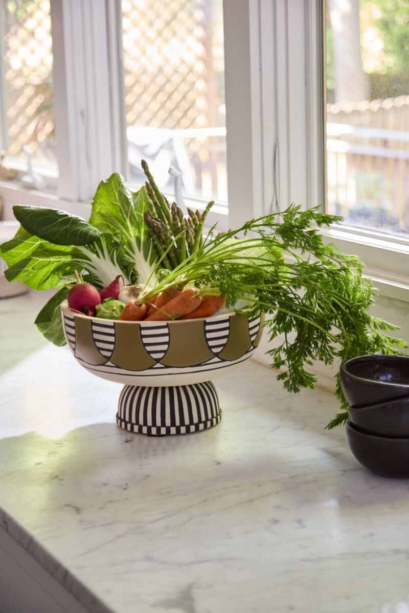 Hand Painted Footed Ceramic Bowl