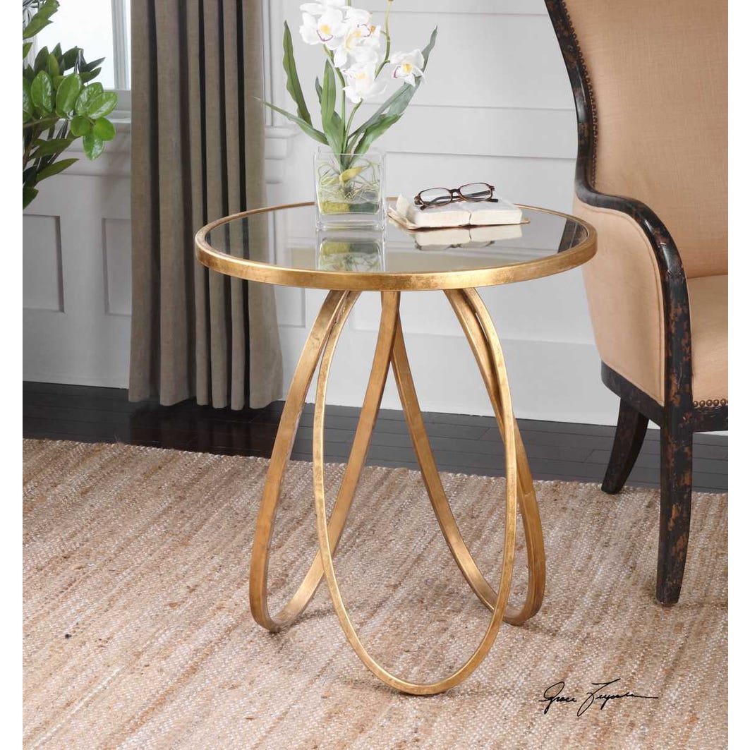 Antique Mirror & Metal Side Table