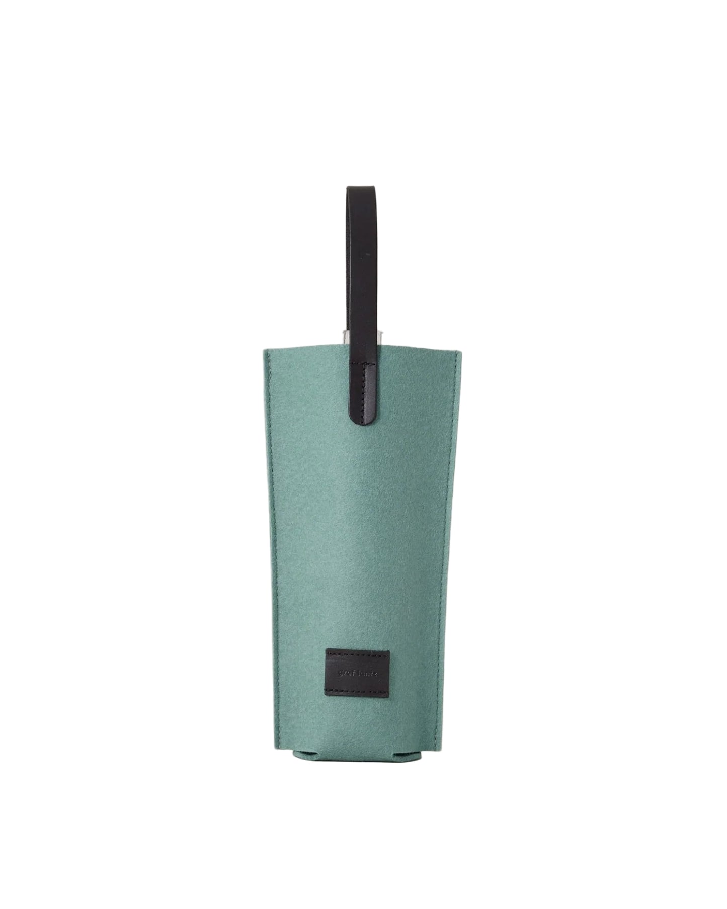 Green umbrella with black accents on a light gray background