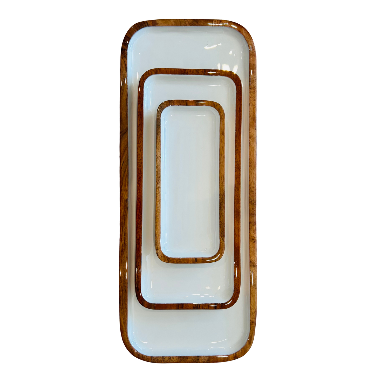 Indy Home Acacia & Enamel Tray Set