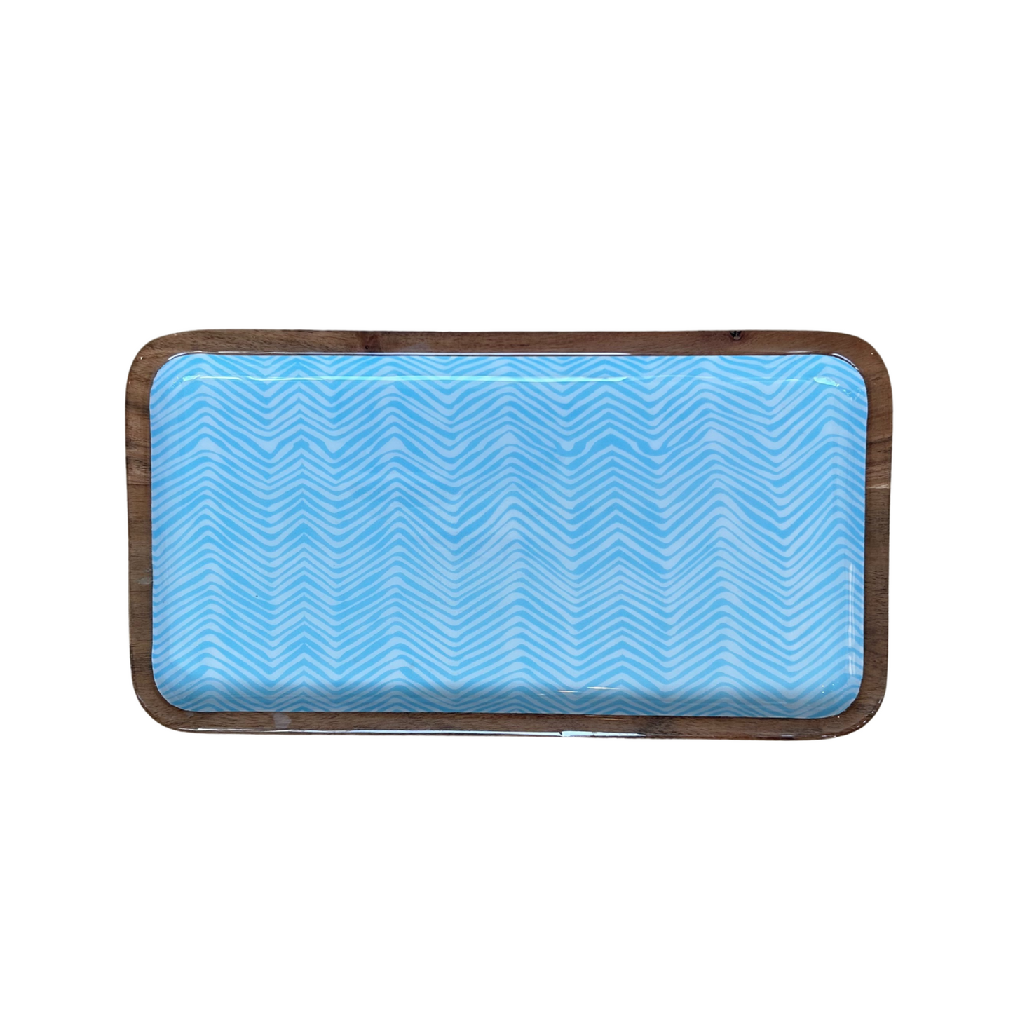Indy Home Mango Wood & Enamel Geometric Tray