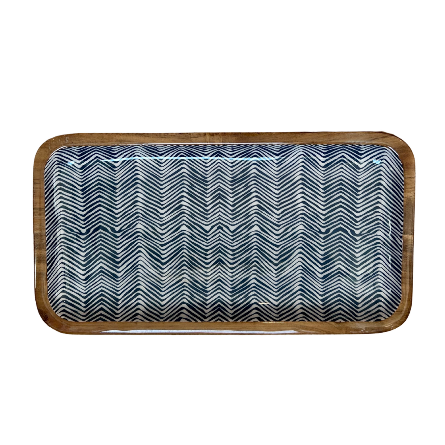 Indy Home Mango Wood & Enamel Geometric Tray