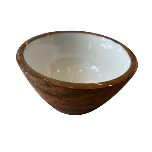 Indy Home Mango Wood & Enamel Mini Bowl