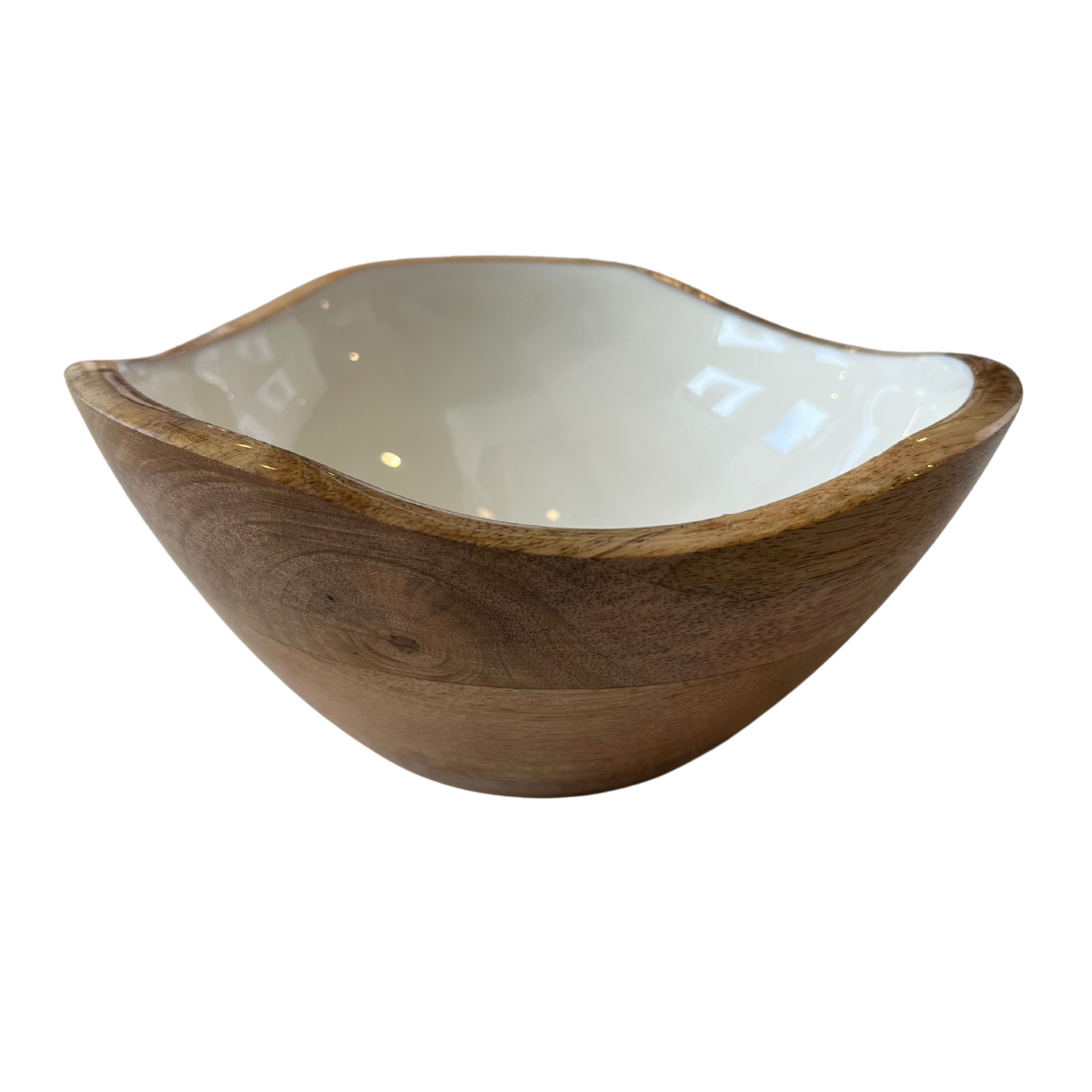 Indy Home Mango Wood & Enamel Small Curve Bowl