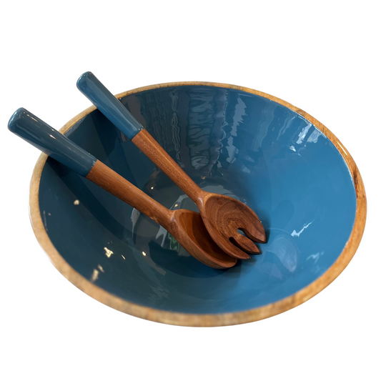 Indy Home Mango Wood Round Bowl & Server Set