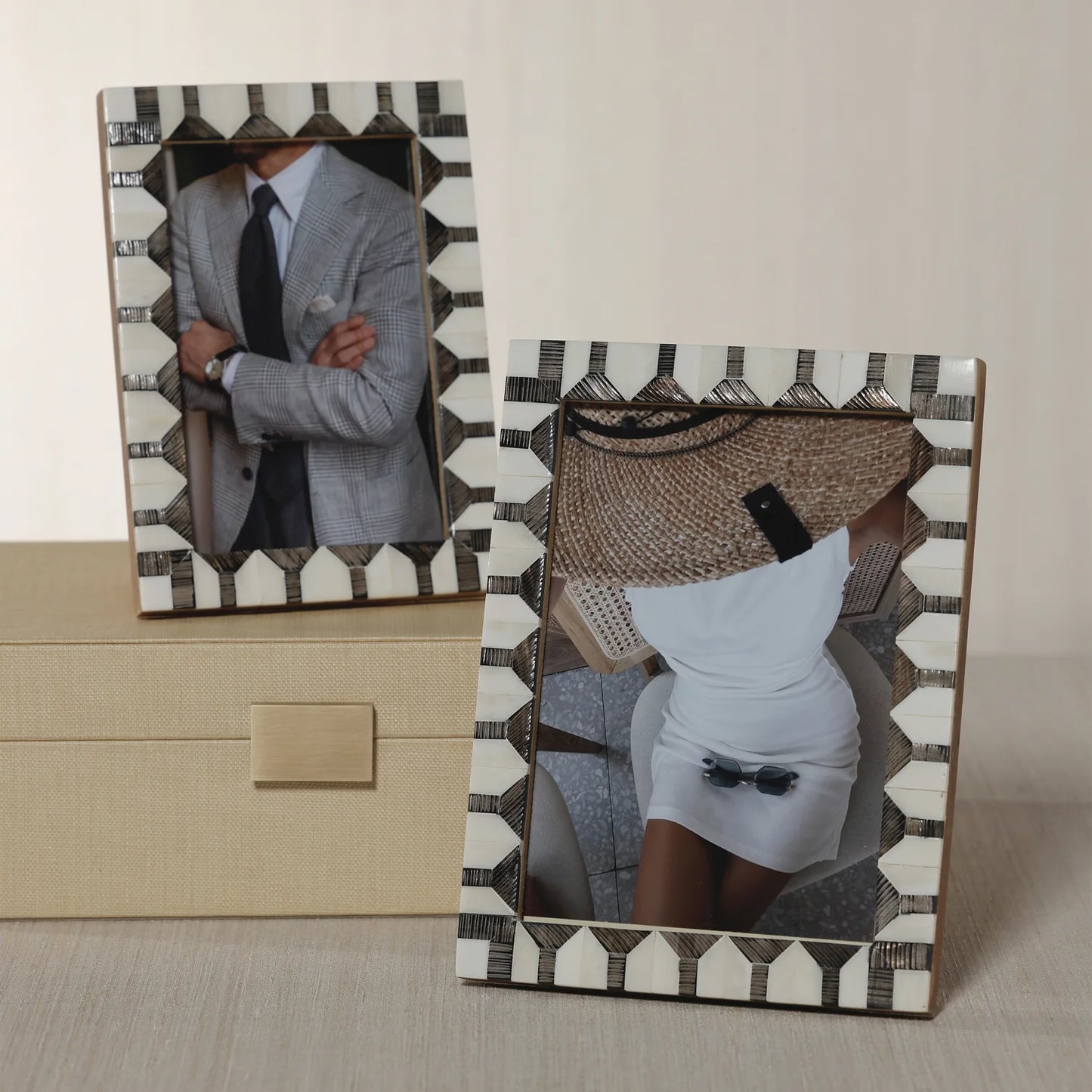 Chiseled Bone & Horn Inlaid Photo Frame