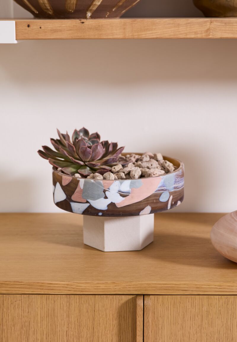 Terrazzo Footed Glass Bowl