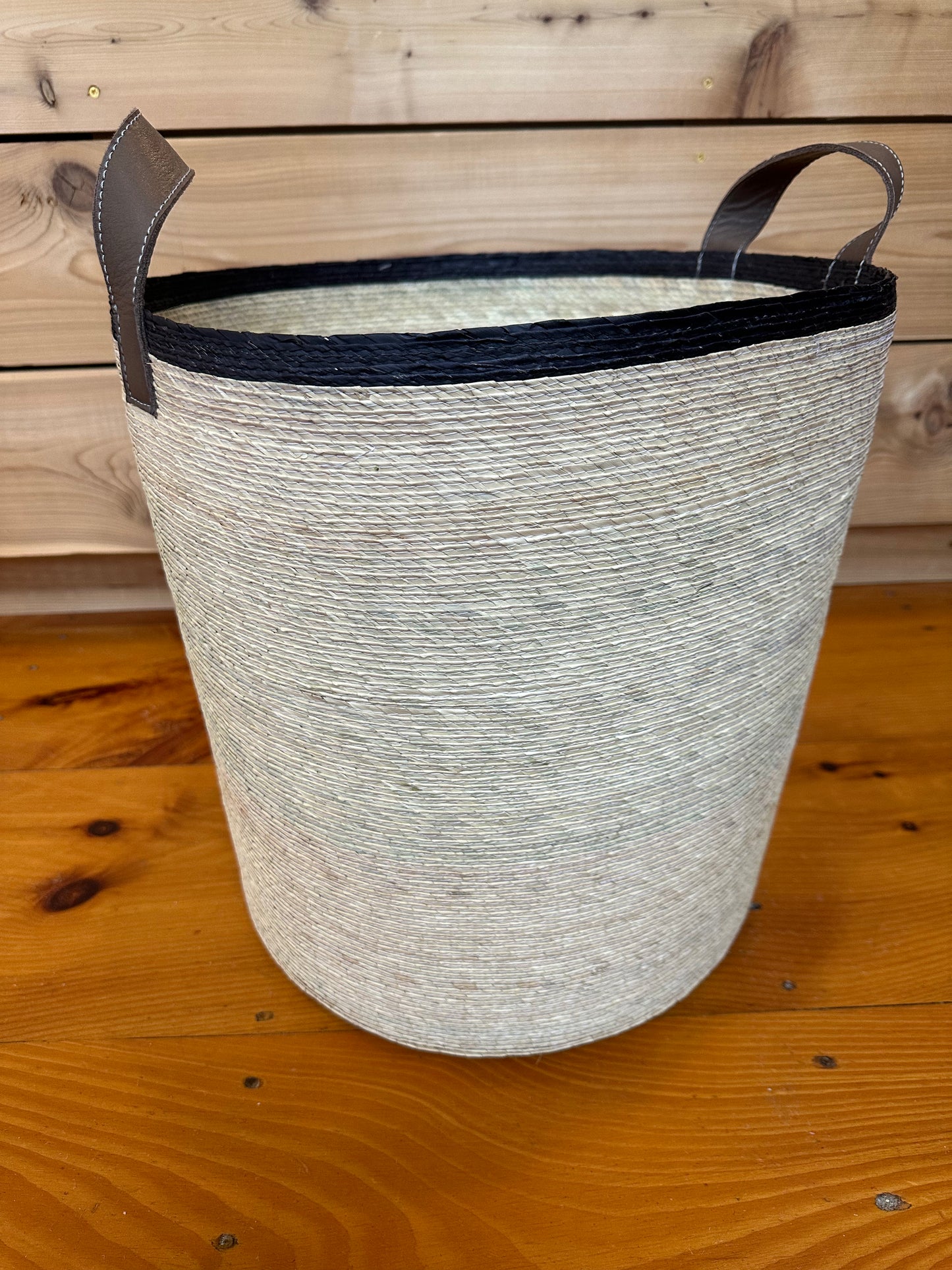 Tambo Stripe Basket w/ Leather Handles