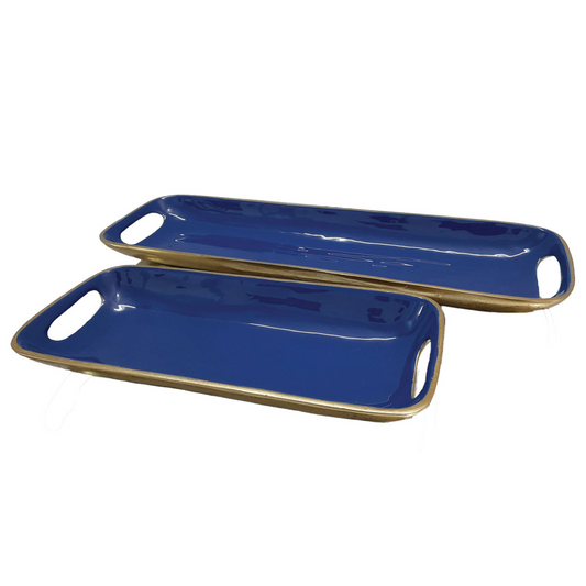 Rectangular Brass Tray Set