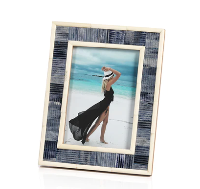 Mendocino Blue Carved Bone Frame