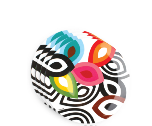 Colorful Patterned Dinner Plates (Set of 4)
