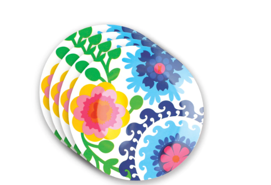 Colorful Patterned Dinner Plates (Set of 4)
