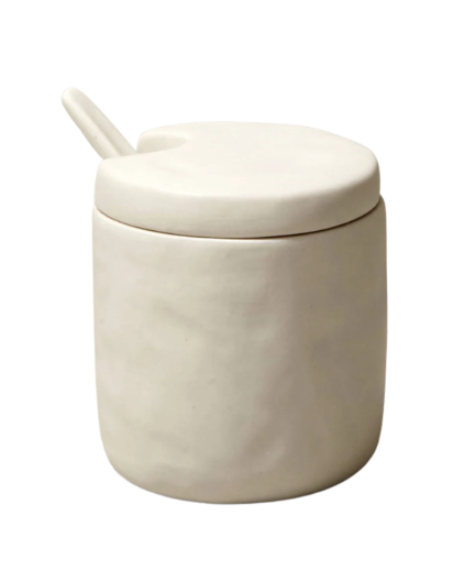 Stoneware Cellar & Spoon