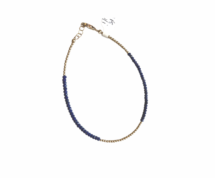 2MM Yellow Gold Filled Anklet w/ Gemstones