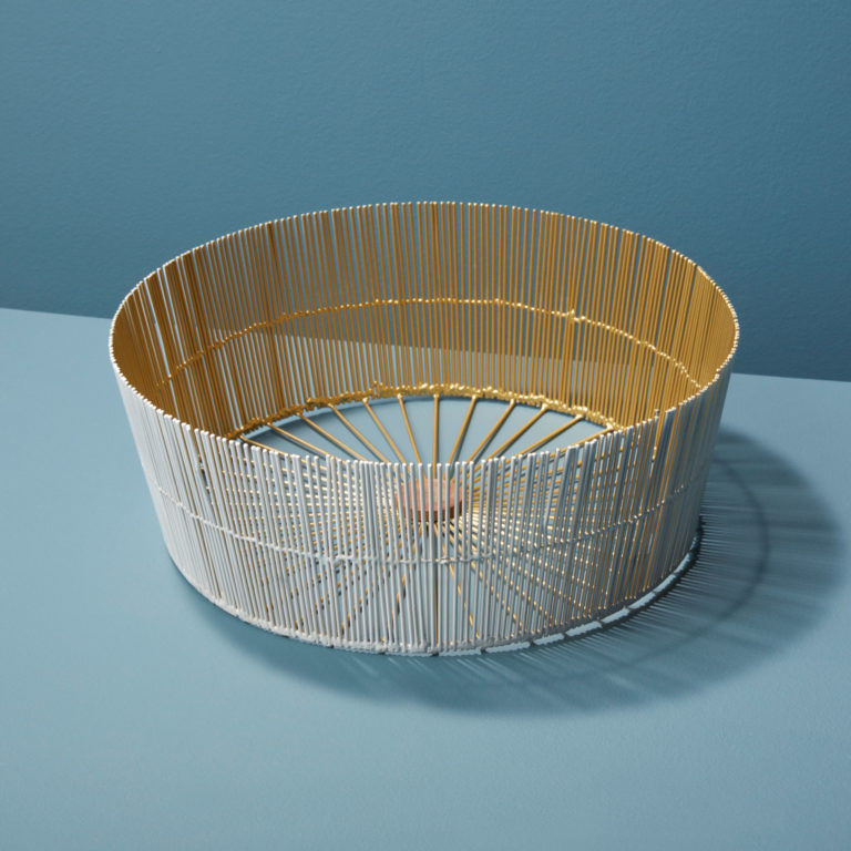 White & Gold Wire Basket