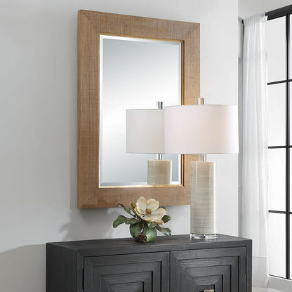 Grass Cloth Rectangular Mirror