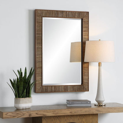 Wood & Jute Rectangular Mirror