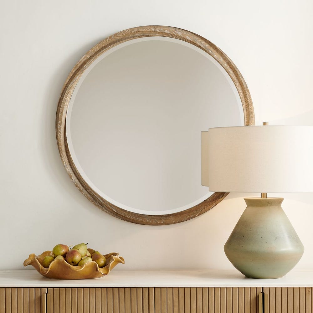 Twisted Wood Round Mirror