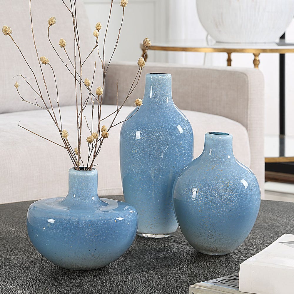 Metallic Speck Glass Vases (Set of 3)