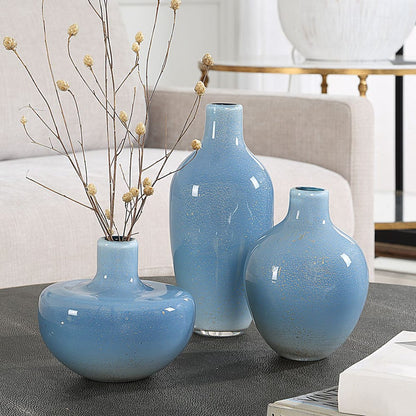Metallic Speck Glass Vases (Set of 3)