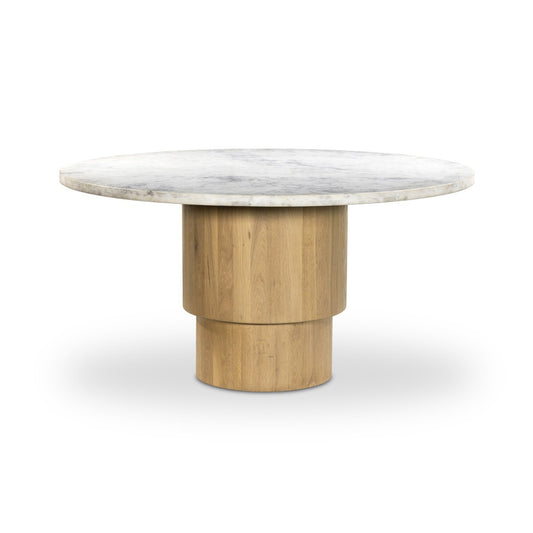 Oak & Marble Round Dining Table