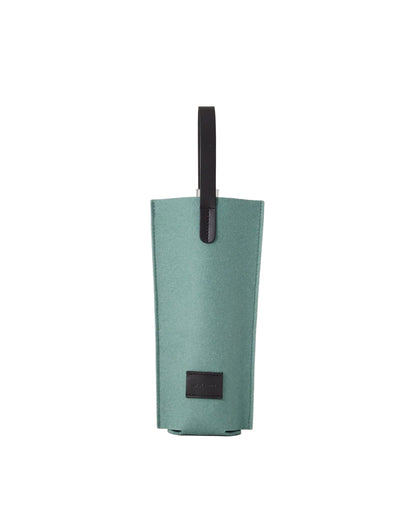 Green umbrella with black accents on a light gray background