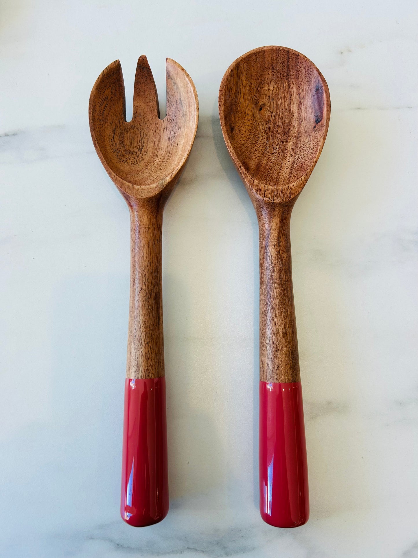 Indy Home Oval Mango Wood & Enamel Servers