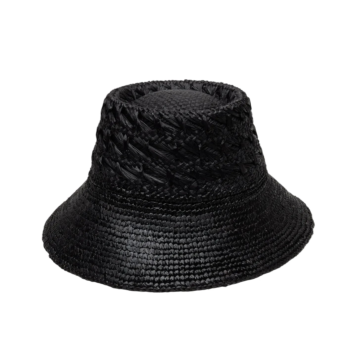 Mixed Pattern Raffia Bucket Hat