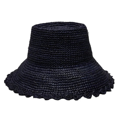 Lacy Crochet Raffia Bucket Hat