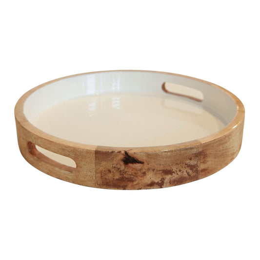Indy Home Mango Wood & Enamel Round Tray