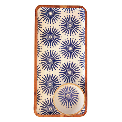 Indy Home Acacia & Enamel Bowl/Tray Set