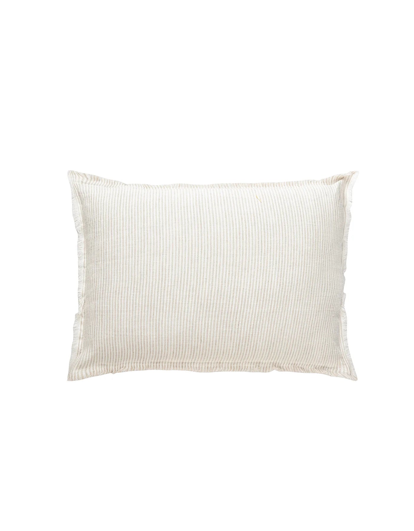 Soft Linen Pinstripe Fringe Pillow