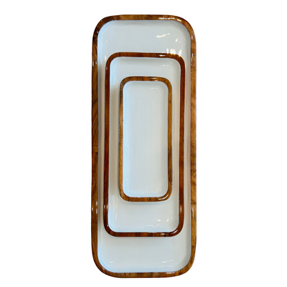 Indy Home Acacia & Enamel Tray Set