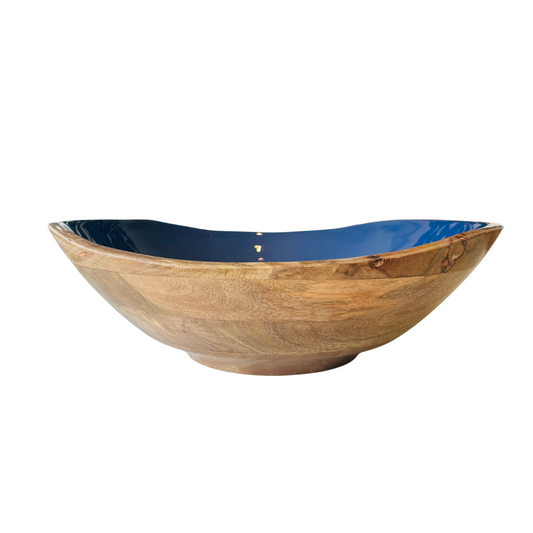 Indy Home Mango Wood & Enamel Large Curve Bowl