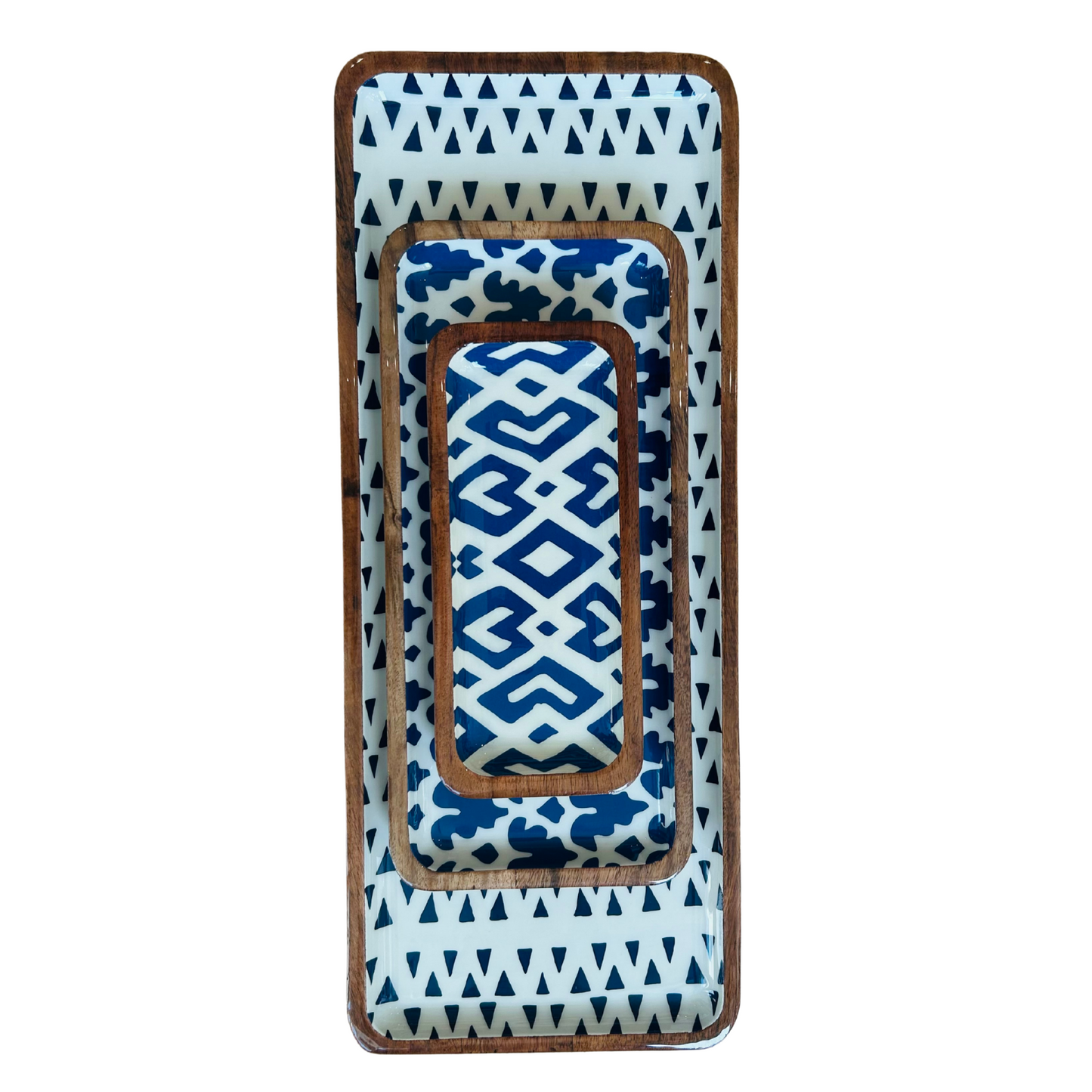 Indy Home Acacia & Enamel Tray Set