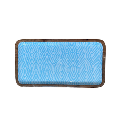 Indy Home Mango Wood & Enamel Geometric Tray