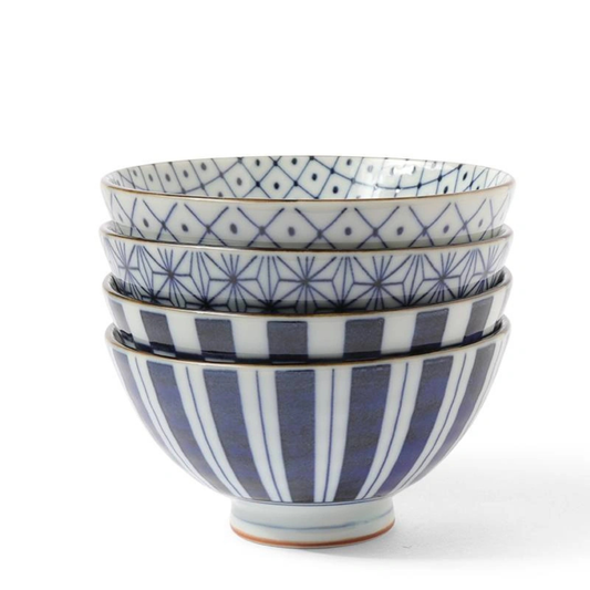 Blue & White Rice Bowl Set