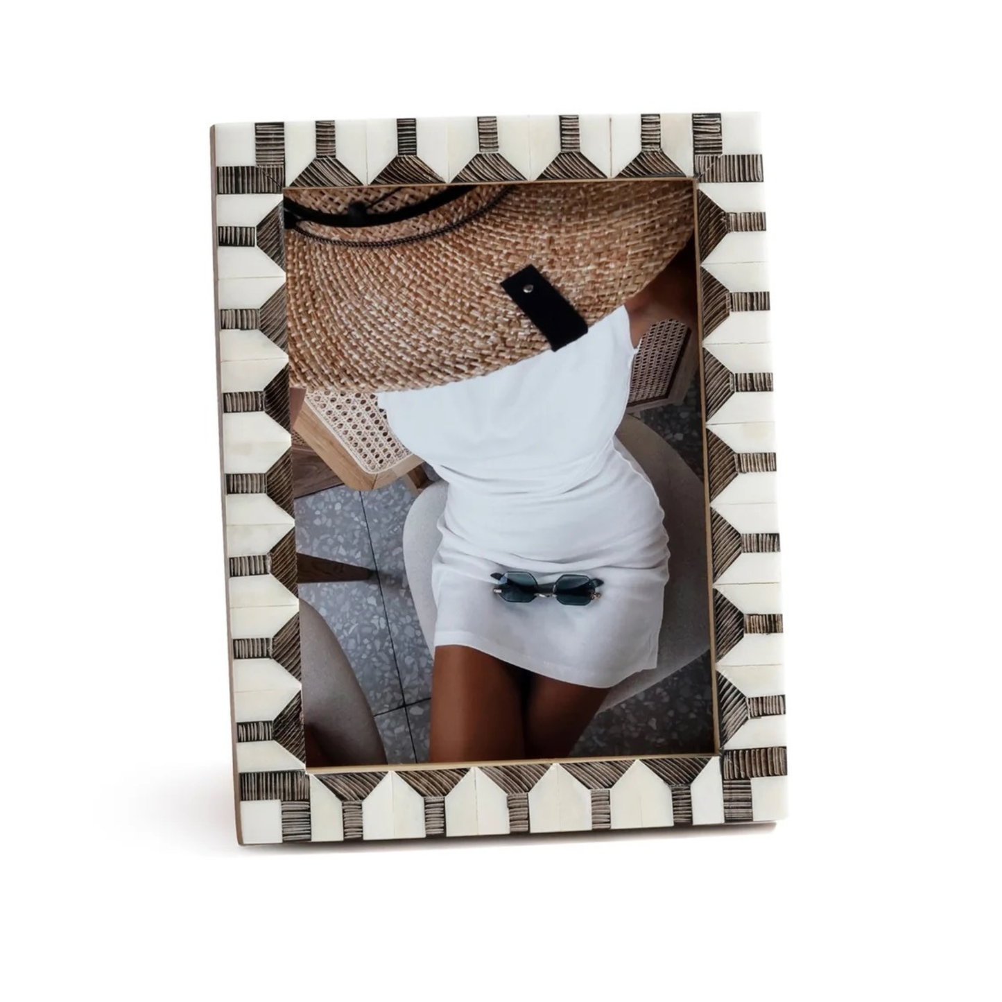Chiseled Bone & Horn Inlaid Photo Frame