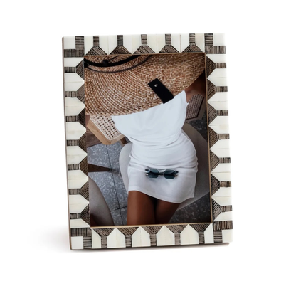 Chiseled Bone & Horn Inlaid Photo Frame