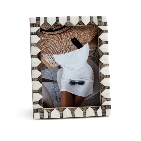 Chiseled Bone & Horn Inlaid Photo Frame
