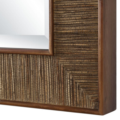 Wood & Jute Rectangular Mirror