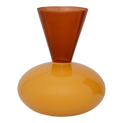 Colorblock Bulbous Recycled Glass Vase