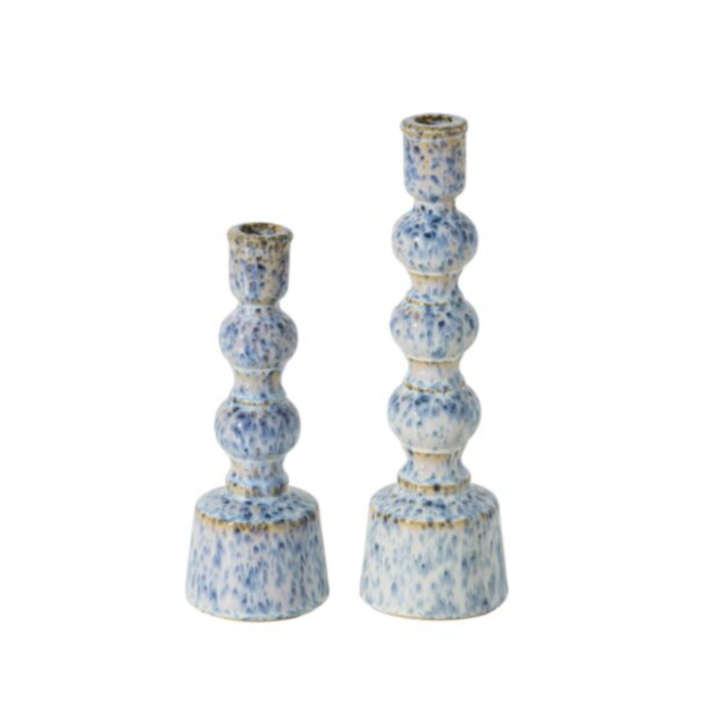 Glazed Ceramic Candle Holders (Set of 2)