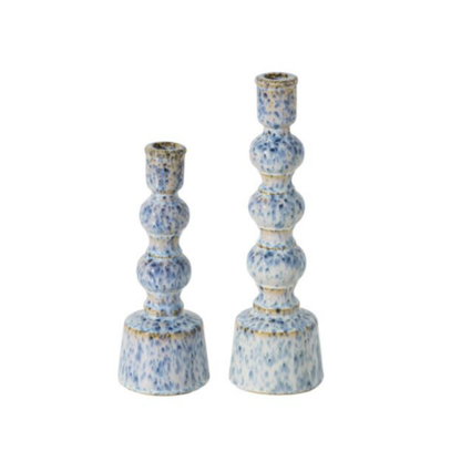 Glazed Ceramic Candle Holders (Set of 2)