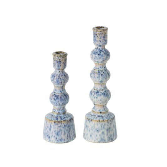 Glazed Ceramic Candle Holders (Set of 2)