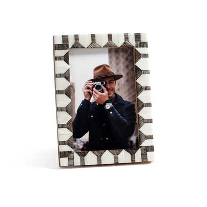 Chiseled Bone & Horn Inlaid Photo Frame