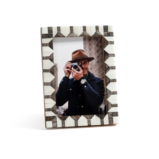 Chiseled Bone & Horn Inlaid Photo Frame