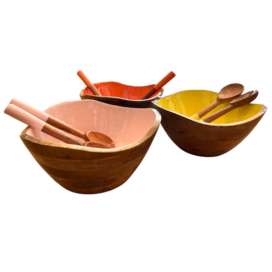 Indy Home Bright Mango Wood Bowl & Server Set