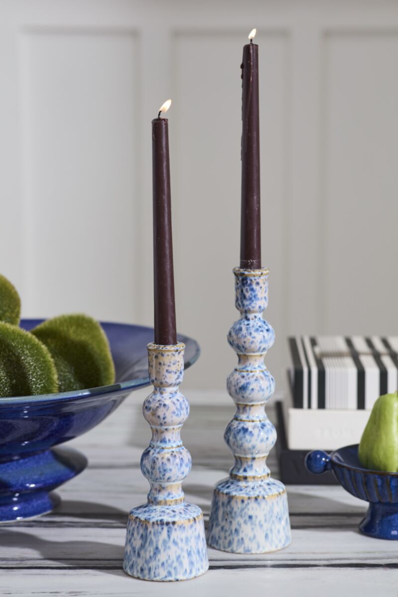 Glazed Ceramic Candle Holders (Set of 2)